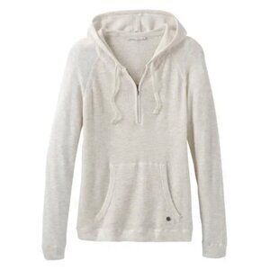 Prana Milani Popover Waffle Knit Hoodie Light Gray Outdoors Hiking Casual Small